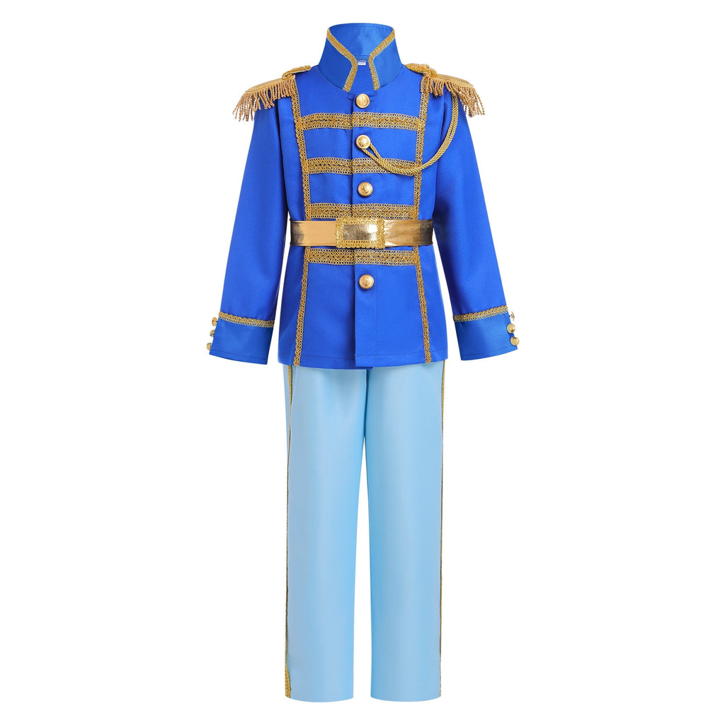 IBTOM CASTLE Boys Prince Charming Costume Halloween Cosplay Dress up Birthday Party Medieval Royal Prince Outfits for Toddler Child 3-4 Years Red 4pcs