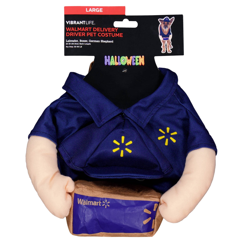 Vibrant Life Halloween Walmart Delivery Driver Costume for Dogs, Multicolor, XL