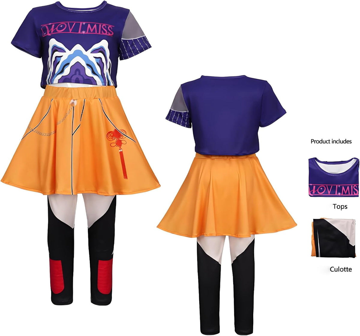 ZUITEH Halloween Anime Cosplay Miras Costumes,Popular Singer Idol Group T-Shirts Skirt Suit With Wig Full Set, Pop Star Dress Up Stage Outfits For School Party Carnival Festival Performance