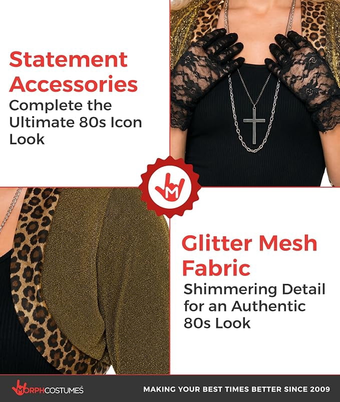 Fun Shack Womens 80s Pop Star Diva Costume Ladies Celebrity Popstar Fancy Dress Halloween Black L