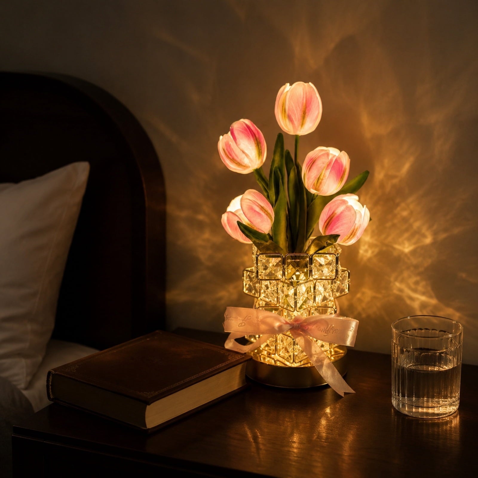 Tulip Bedside Night Light Lamp Halloween Decorations, Yard Garden Pathway Light Decor perfect for creating a scary haunted house layout layout arrangement setup. 18*14cm,1PC