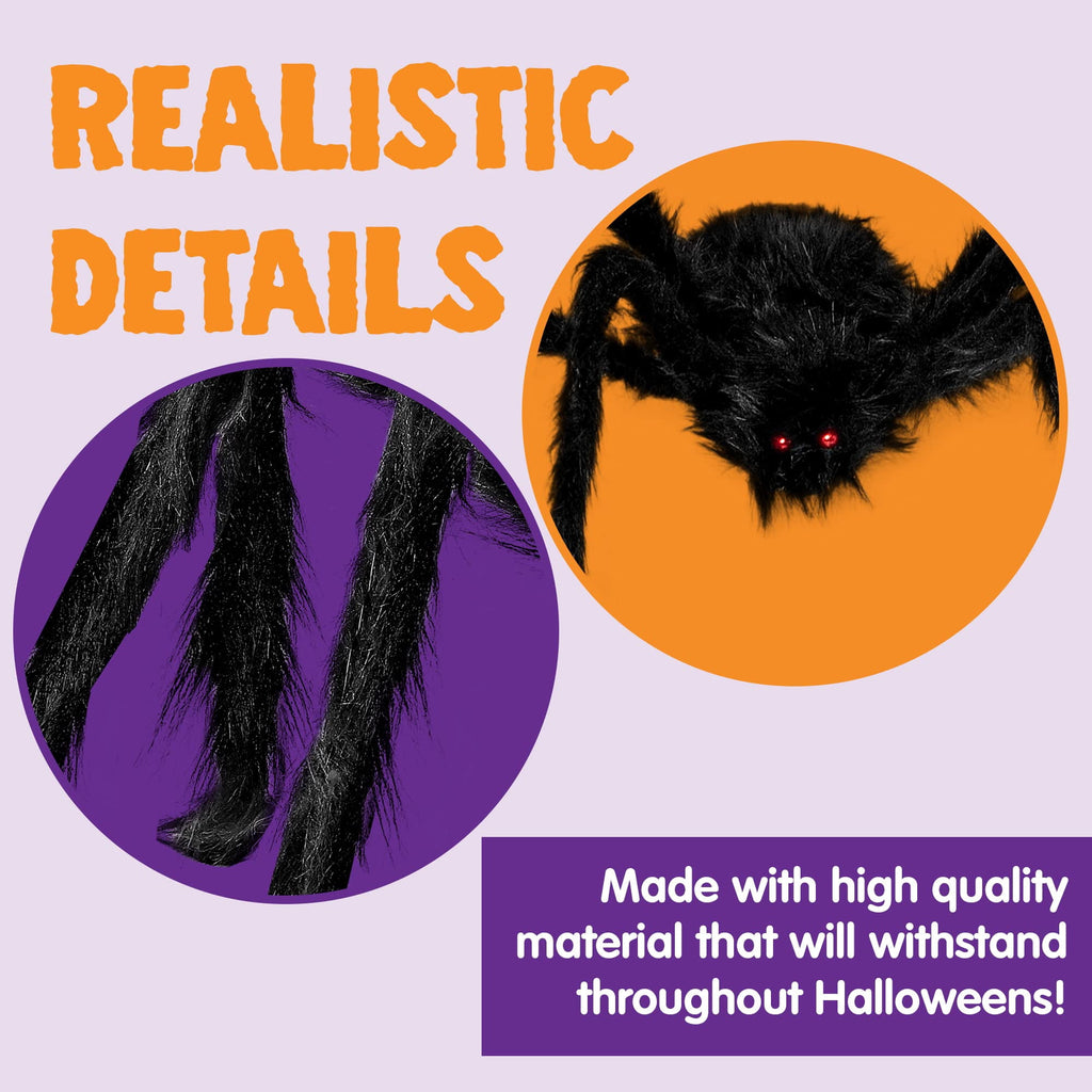 Joyfy 5 ft Scary Giant Spider Halloween Decorations Outdoor,Poseable Spider Lifelike Hairy Prop for Yard,Haunted House,Tree or Porch Party Decorations,Black