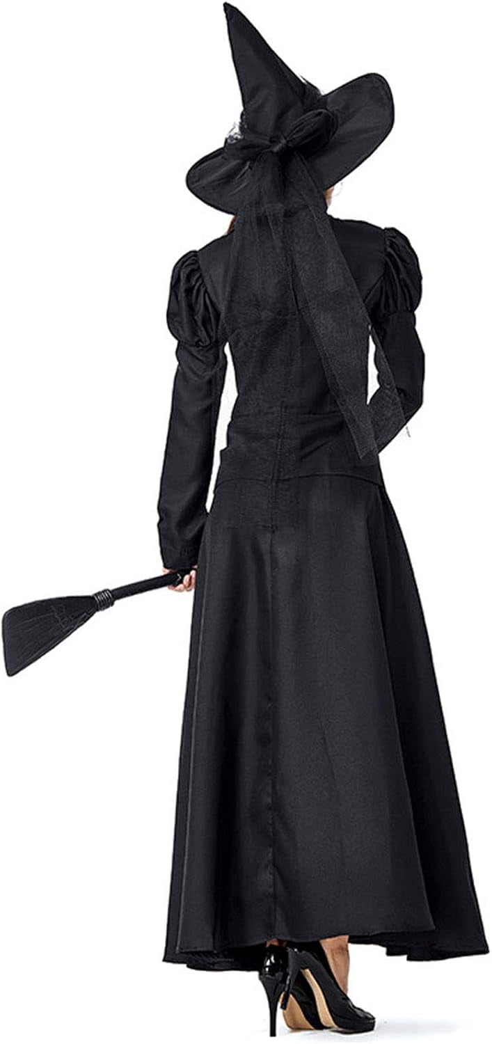 Halloween Women's Witch Costume, 4 Pieces Halloween Deluxe Witchy Dress for Fancy Dress Party M