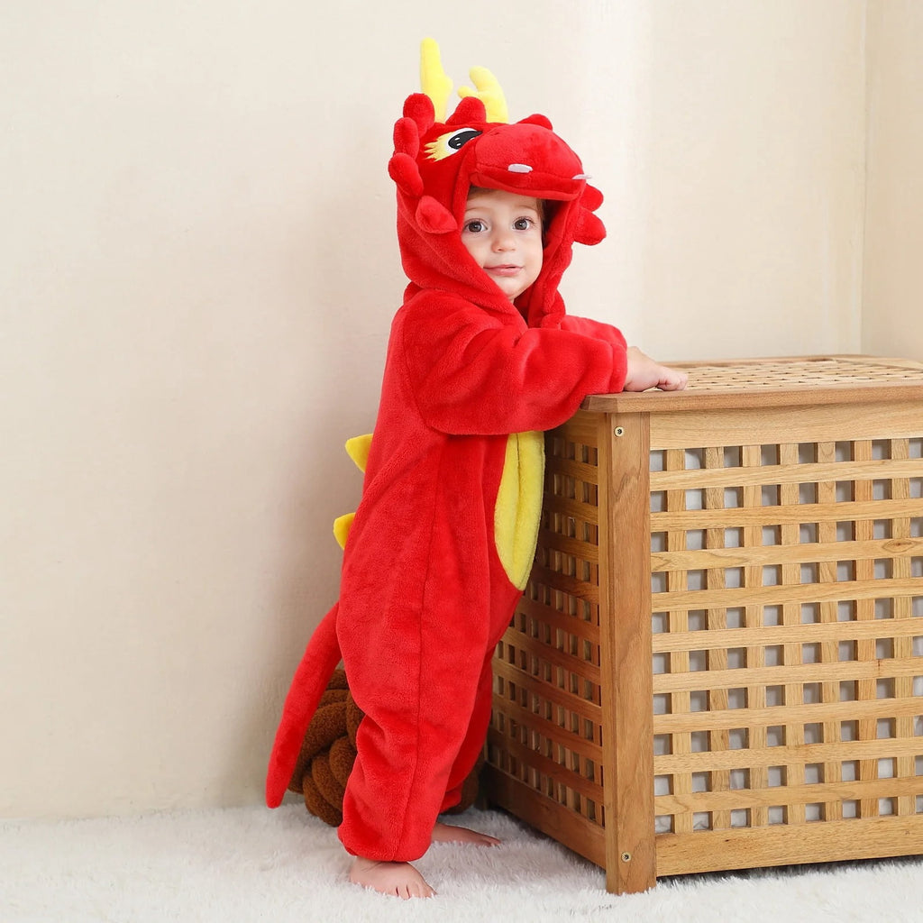WIBACKER 0-3T Unisex Baby Animal Costume Winter Autumn Flannel Hooded Romper Christmas and Halloween Panda Cosplay Jumpsuit