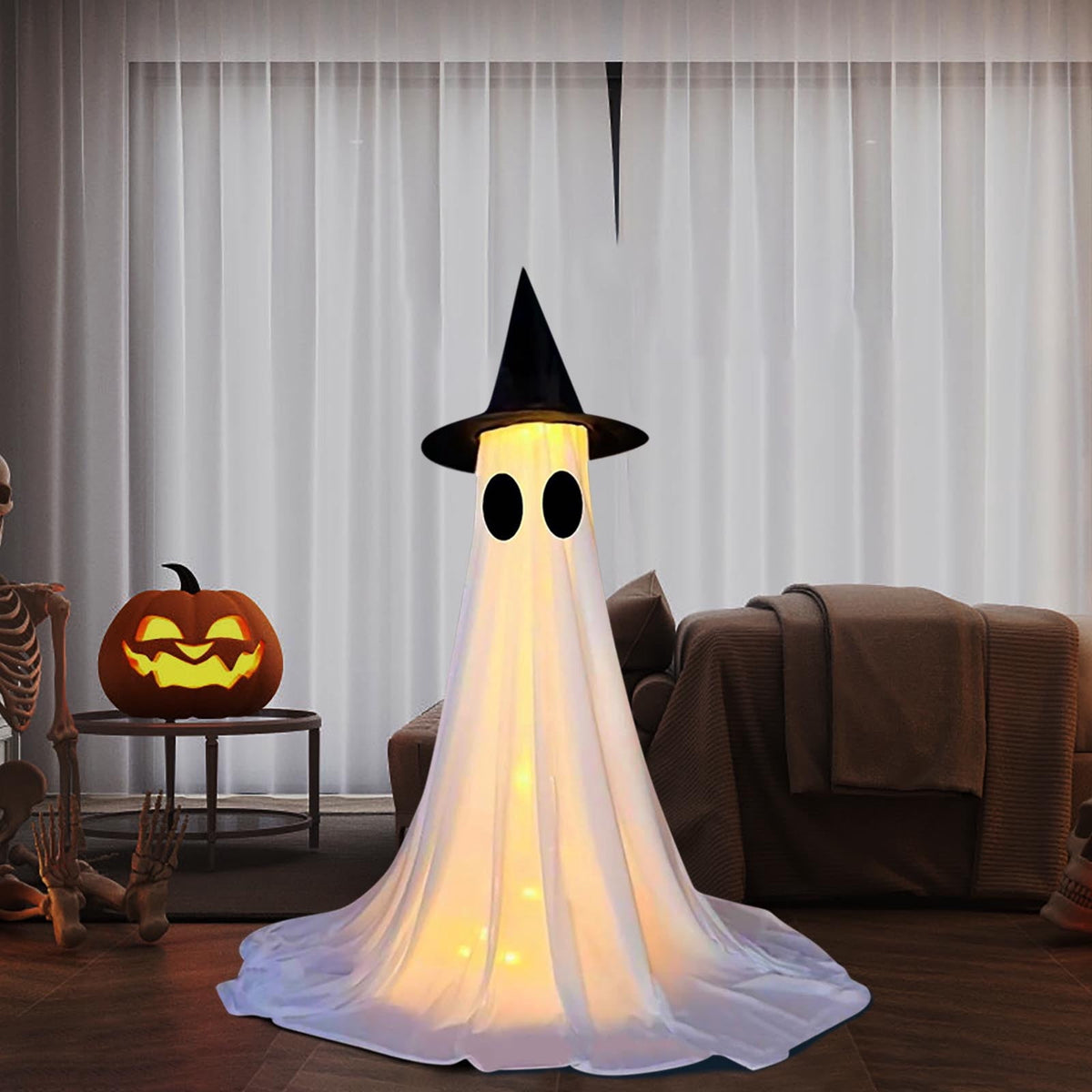 Halloween Animatronics Witch Clearance, Voice Activated Purple Escape Haunt Halloween House Décor & Fright Fest Prop, Life Size Animated Halloween Decoration Outdoor