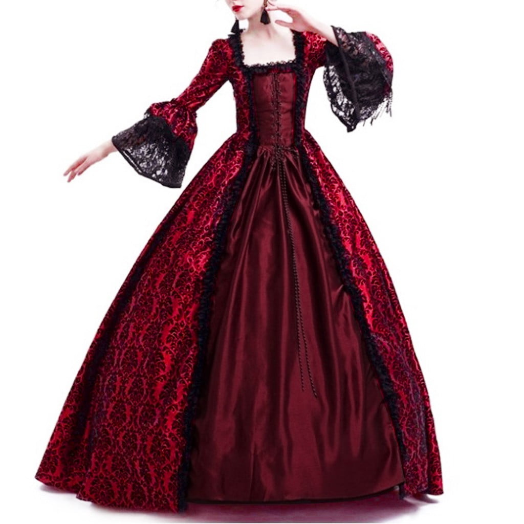 Jsaierl Victorian Dress for Women 1800S Medieval Renaissance Dress Corset Flare Sleeve Vintage Dress Cocktail Party Ball Gown