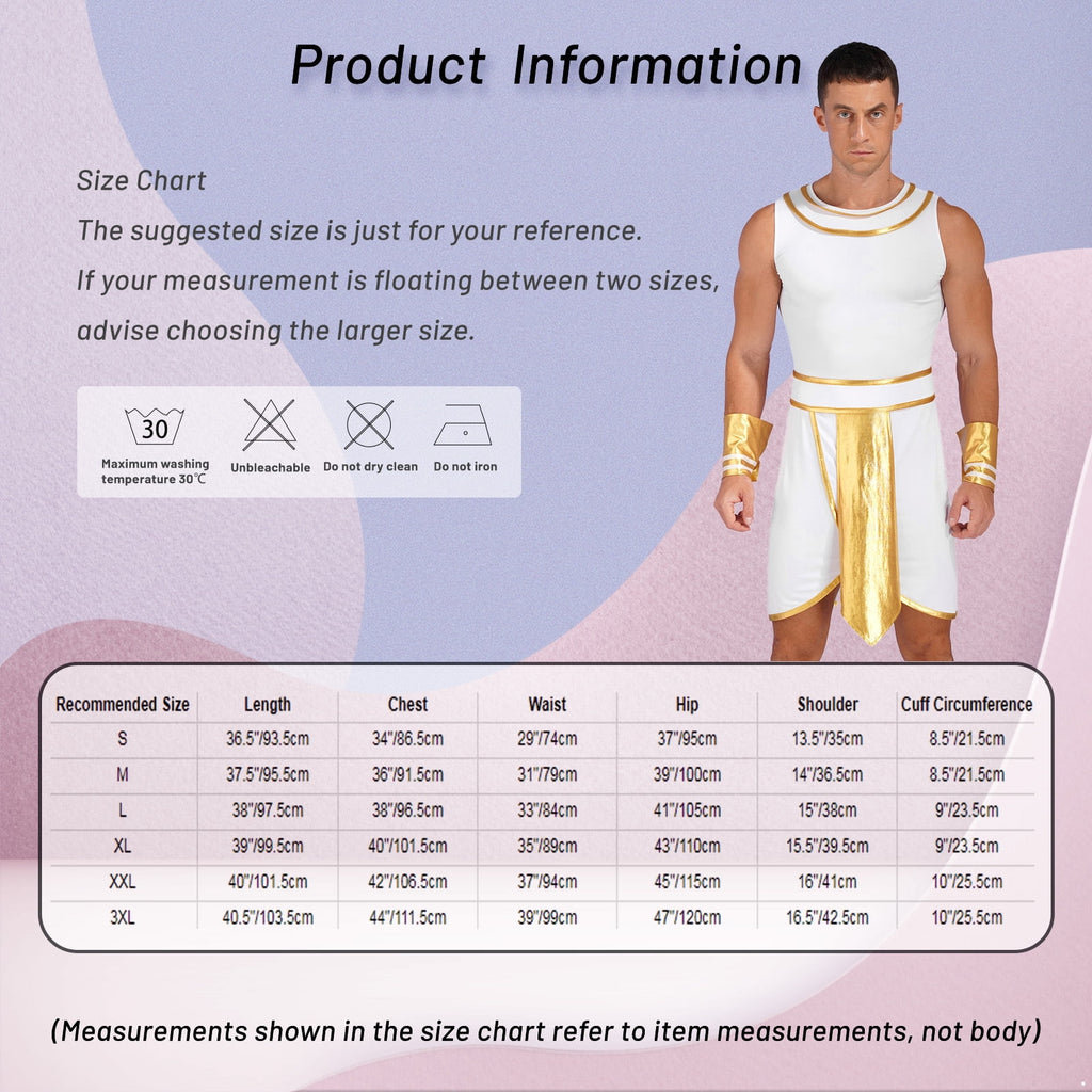 Haitryli Men's 3 Pieces Mr Toga Greek God Set Adult Party Toga Roman Dress with Wristband Blue 3XL
