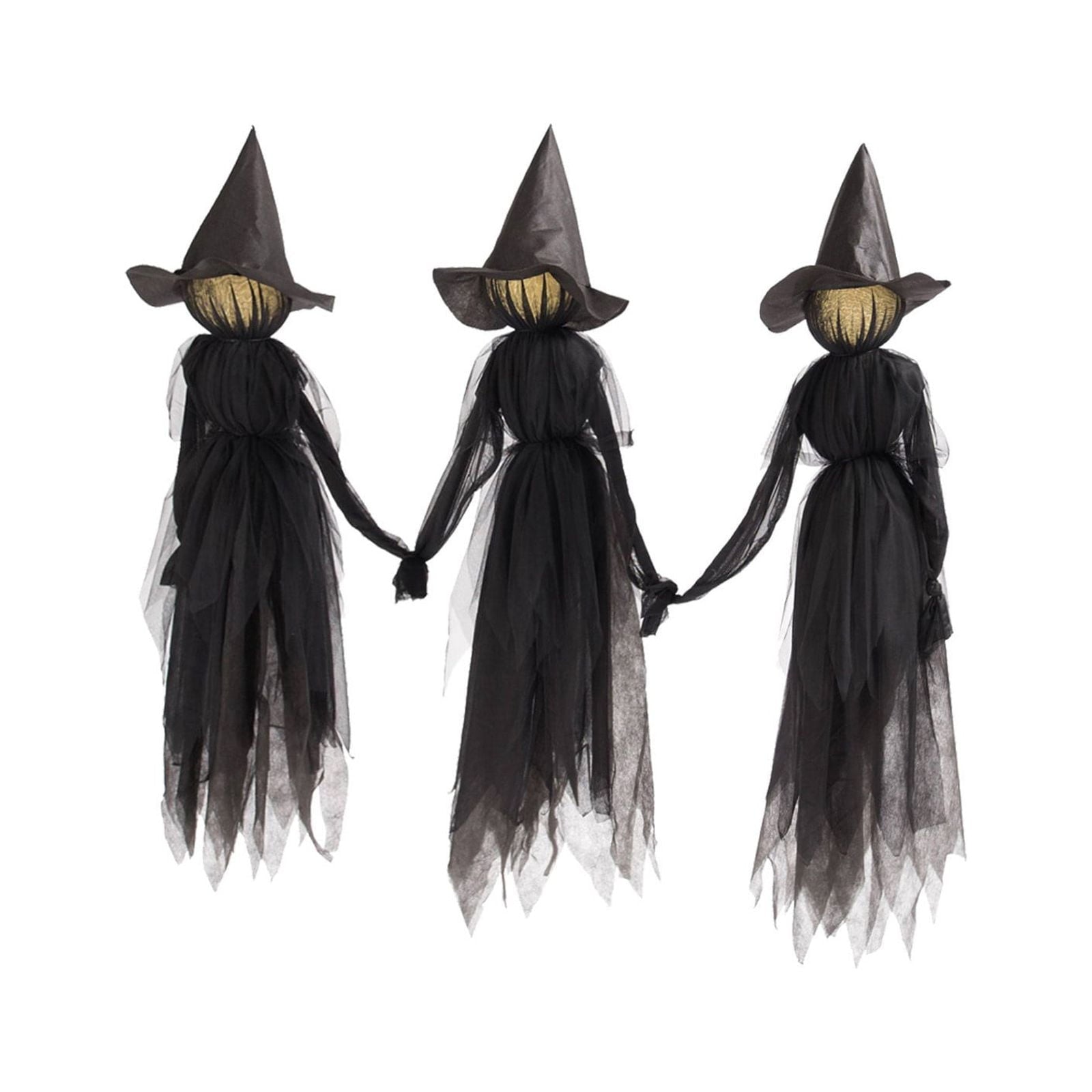 Halloween Glowing Holding Hands Witch, Large Light Up Holding Hands Screaming Witches,Sound-Activated Sensor, Halloween Decor Outdoor, for Home Outside Yard Lawn Garden Party (3Pcs No Voice)
