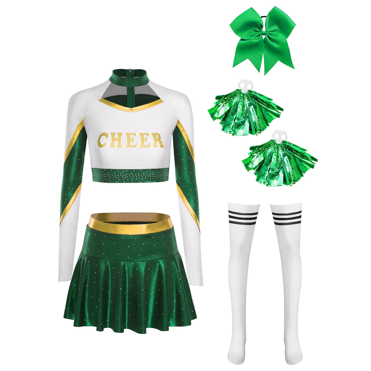 iiniim Womens Cheer Leader Costumes Set Schoolgirl Cheerleading Cosplay Halloween Party Uniform Purple XL
