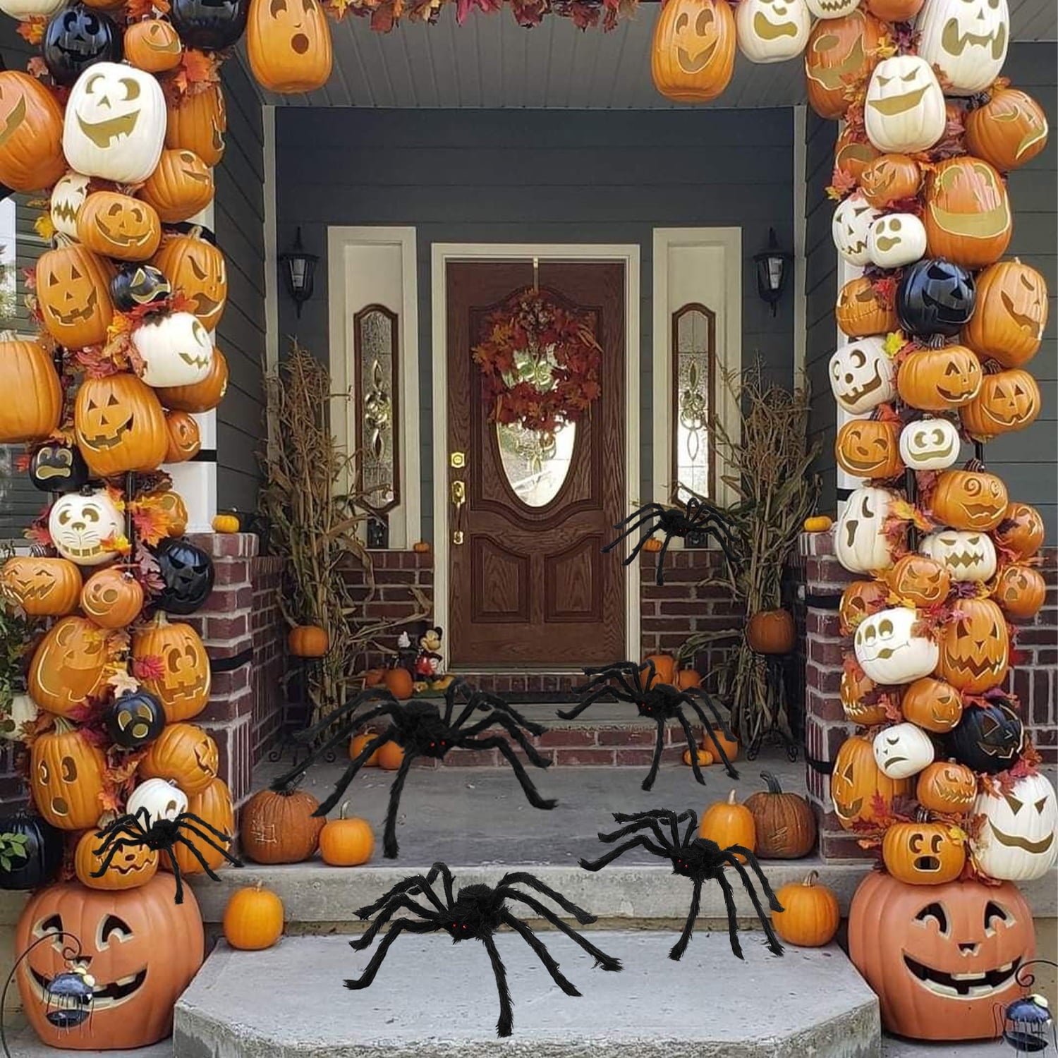 Halloween Spider Decorations, 6 Pcs Realistic Hairy Spiders Set, Scary Spider Props for Indoor, Outdoor and Yard Creepy Decor(50", 35", 30", 20", 12", 12")
