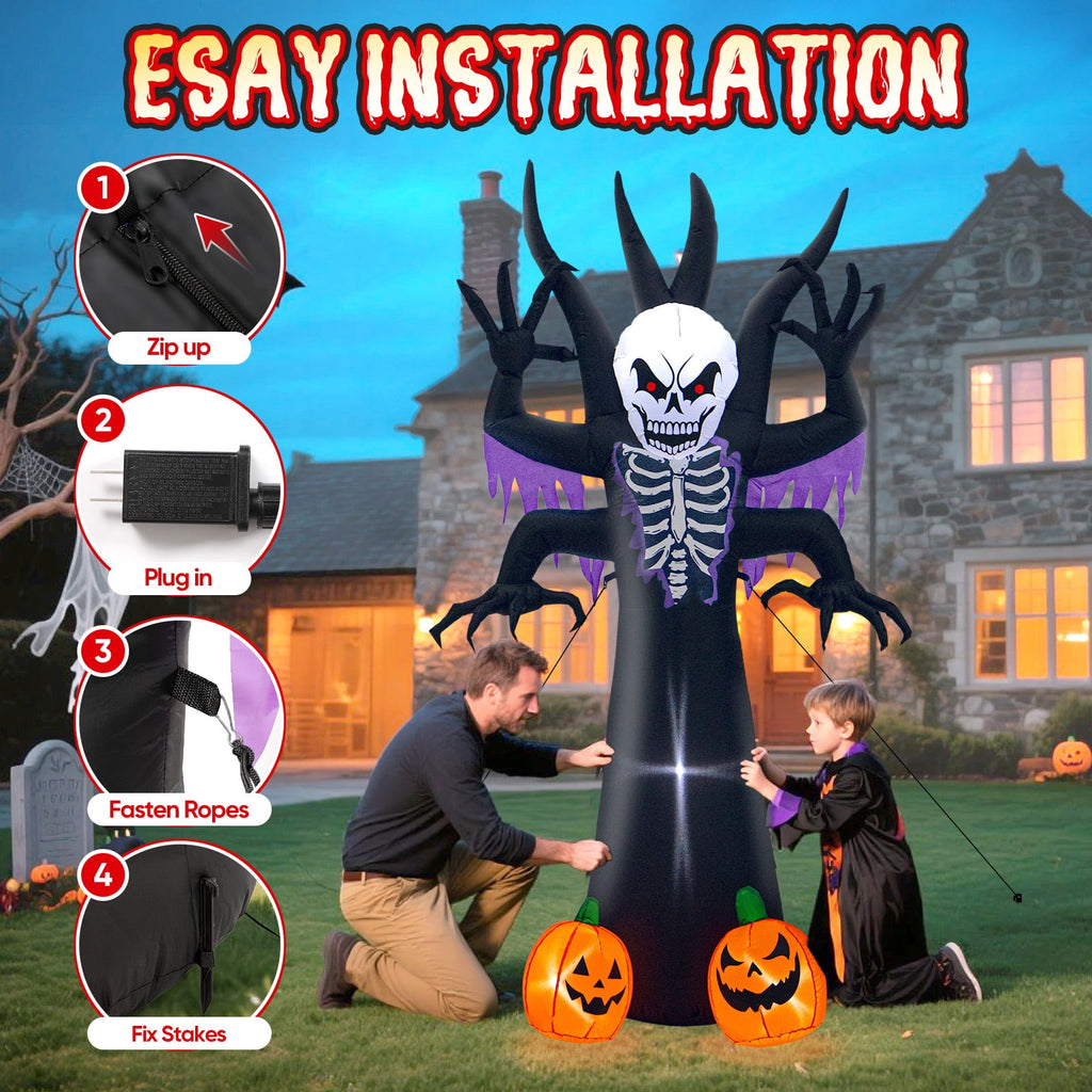 Toiyjofe 6ft Halloween Inflatable Black Cat with Jack-o'-Lantern & LED Lights, Trick-or-Treat Yard Decoration with Witch Hat for Outdoor Lawn & Porch