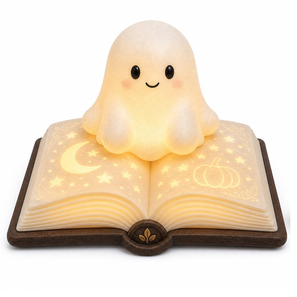 Clearance Halloween Ghost Bubble Bath Lamp, Cute Bathtub Ghost Night Lights for Halloween Decor, Reading Books Nightlight, Halloween Decorations for Indoor Readers & Book Lover Desk Home Party Gifts