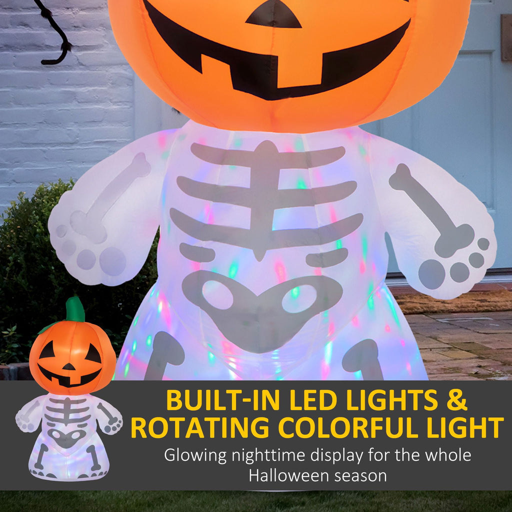 HOMCOM Inflatable Ghost with Pumpkin, Halloween Outdoor LED Lighted Yard Decoration, Waterproof