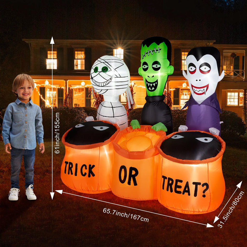 5.7FT Inflatable Halloween Inflatable Crawling Green Ghost with Tombstone Built-in LED Lights Inflatable LED Lights Blow Up Yard Decoration