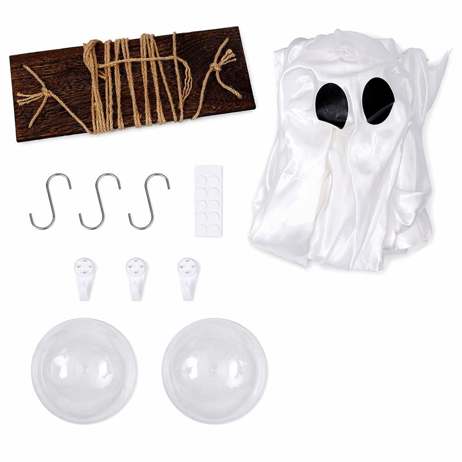 Clearance! Lighted Swing Ghost with Wooden Board, 45" Halloween Decorations Outdoor, Spooky Cute Ghosts Decorations for Front Porch Yard Tree