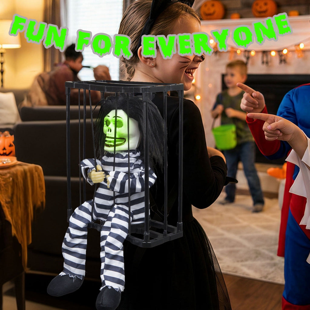 Magotan Screaming Animated Halloween Decorations, Outdoor Indoor Hanging Spooky Halloween Decoration, Scary Ghost Cage with Motion Sensor