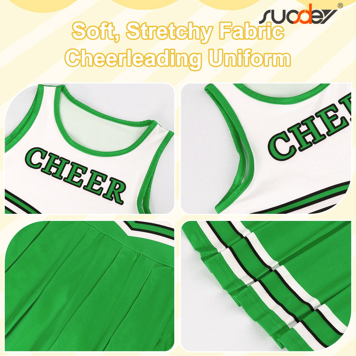 SUOSDEY Girls Cheerleader Costume Outfit Set,Kids Sleeveless Cheerleading Uniform for Party Birthday Halloween