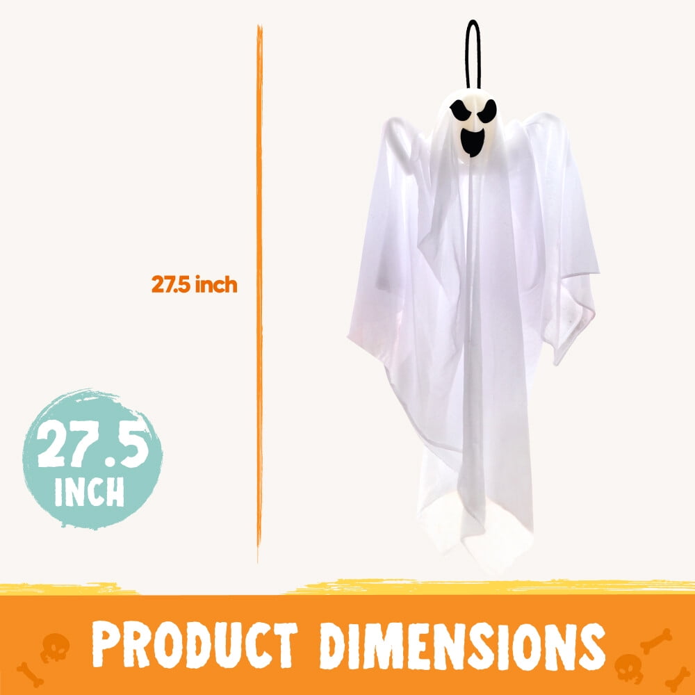 Joyfy 3 Pack Halloween Hanging Ghosts Decorations,27.5" Cute Scary Flying Ghosts Outdoor Hanging Halloween Decorations Yard Decorations