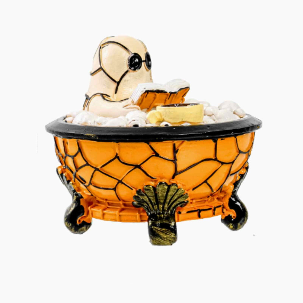 Fwttom Ghost Night Light, Halloween Lights Cute Ghost Reading Book Lamp, Halloween Decorations Indoor Light Up Ghost Statue Ghost Light for House Mantel Bedside