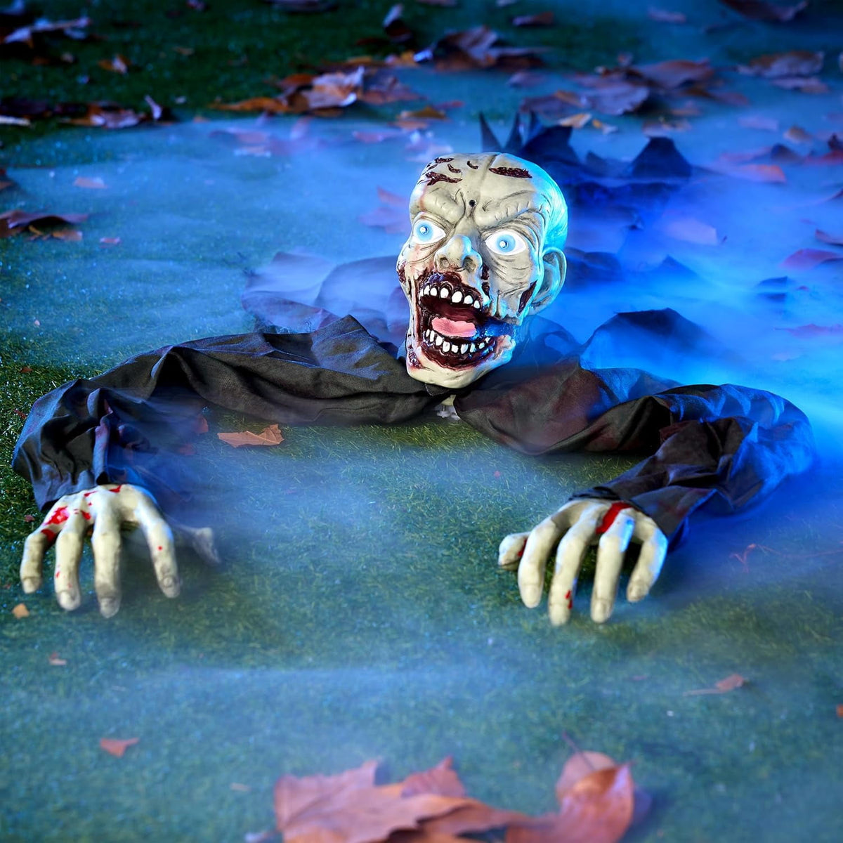Joyfy Halloween Decorations Outdoor Groundbreaker Creepy Life Size Light Up Climbing Zombie Groundbreaker with Sound,Motion Activated Halloween Decorations Haunted House Decorations