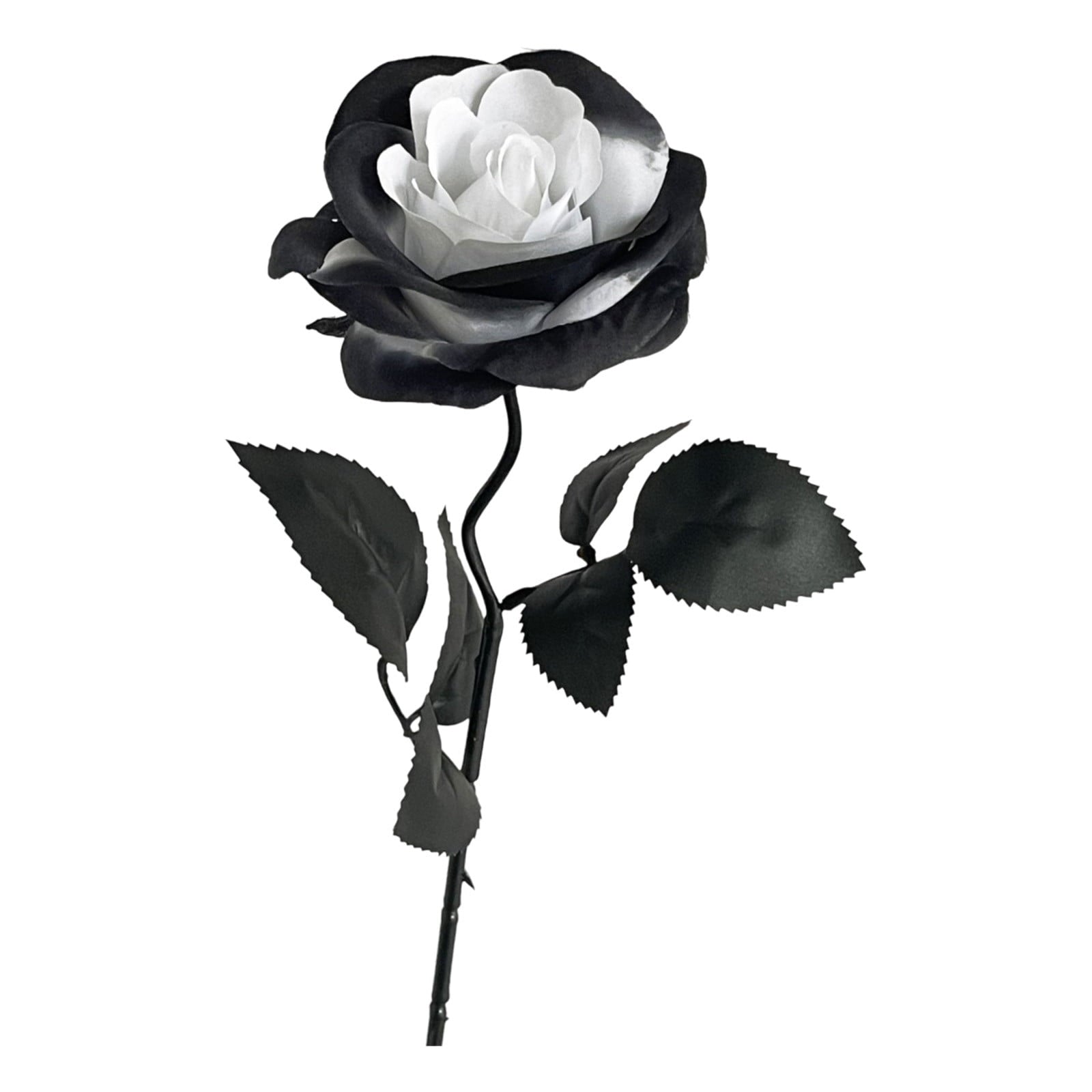 AZXY Halloween Decor, Halloween Indoor Decor, Halloween Tabletop, Artificial White Silk Rose Stems, Gothic Fake Floral Bouquet, Halloween Decorations for Home Table Party Decor
