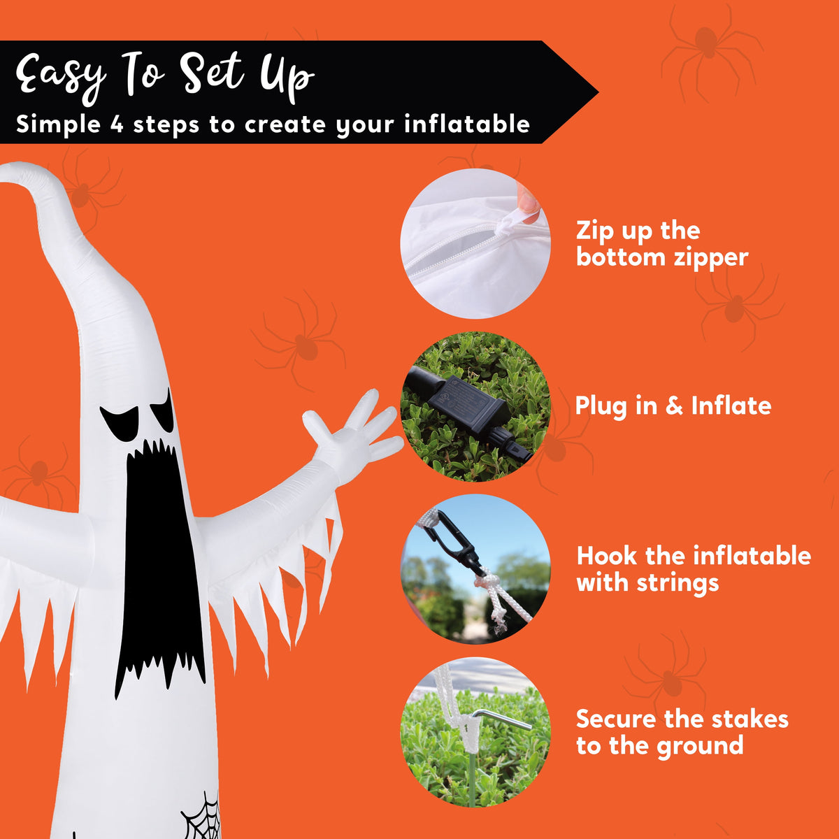 Joyfy 12 ft Halloween Inflatable Outdoor Ghost,Giant Ghost Blow Up Decor with Built-in LED Lights,inflatables with Build-in LEDs,Spooky Outdoor Decorations for Yard & Lawn