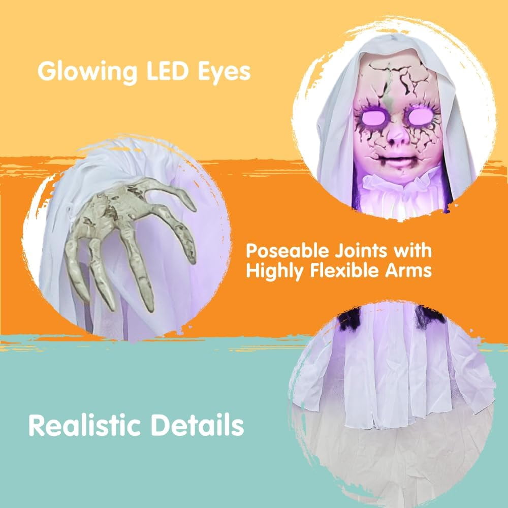 Joyfy 3 Pack Halloween Hanging Ghosts,Scary Skeleton Ghosts Grim Reapers Decorations for Halloween Indoor Outdoor Yard Home Decorations
