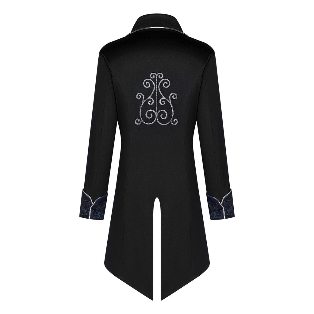 GYQMBT Men Medieval Steampunk Tailcoat Jacket Gothic Victorian Frock Coat Uniform Halloween Party Cosplay Gentleman Costumes, Blue, XL