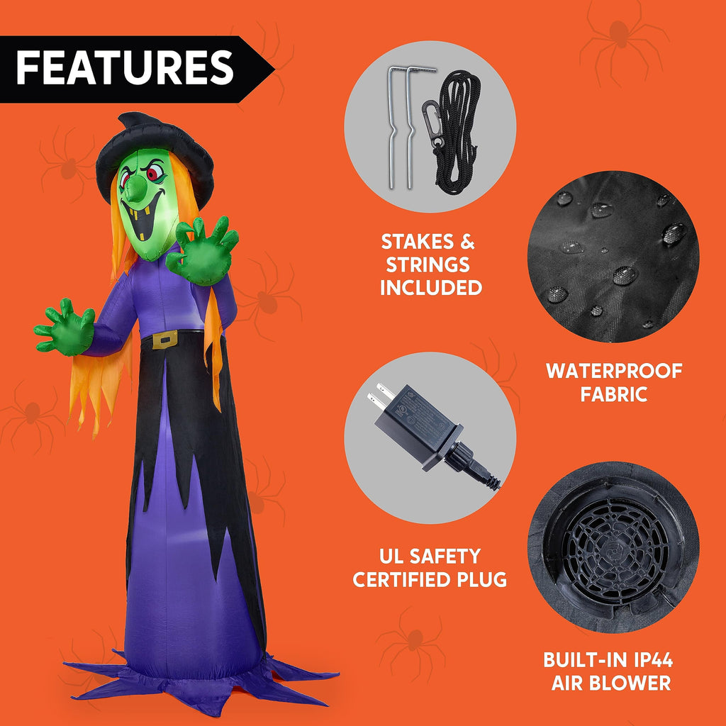 Joyfy 12 FT Halloween Inflatable Giant Grim Reaper Decoration with Built-in LEDs,Grim Reaper with Scythe Halloween Decorations Outdoor Blow Up Yard Lawn Decoration