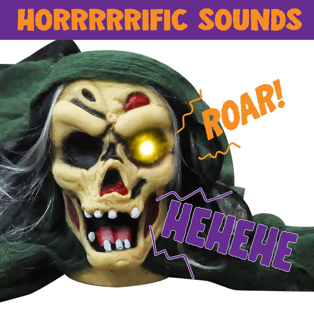 Joyfy Halloween Decorations Outdoor Groundbreaker Creepy Life Size Light Up Climbing Zombie Groundbreaker with Sound,Motion Activated Halloween Decorations Haunted House Decorations
