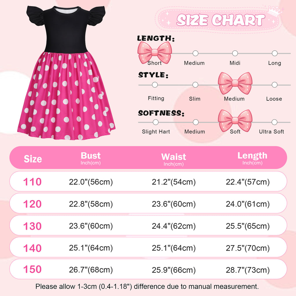 Benylion Toddler Girls Pink Polka Dot Dresses Birthday Party Fancy Dress Up Costume for 7-8 Years