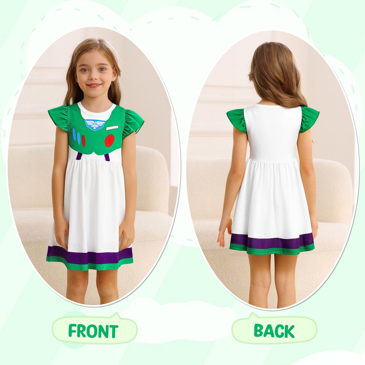 Benylion Cowgirl Costume for Girl Summer Dress Western Dress Up Outfit for Kids Halloween Cosplay Party Dresses Ruffle Sleeve for 5-6 Years