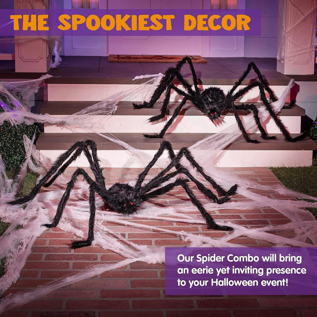Ayieyill Spider Halloween Decorations Outdoor, 5FT Scary Giant Spider for Halloween Yard Decorations, Haunted House Props, 1pc