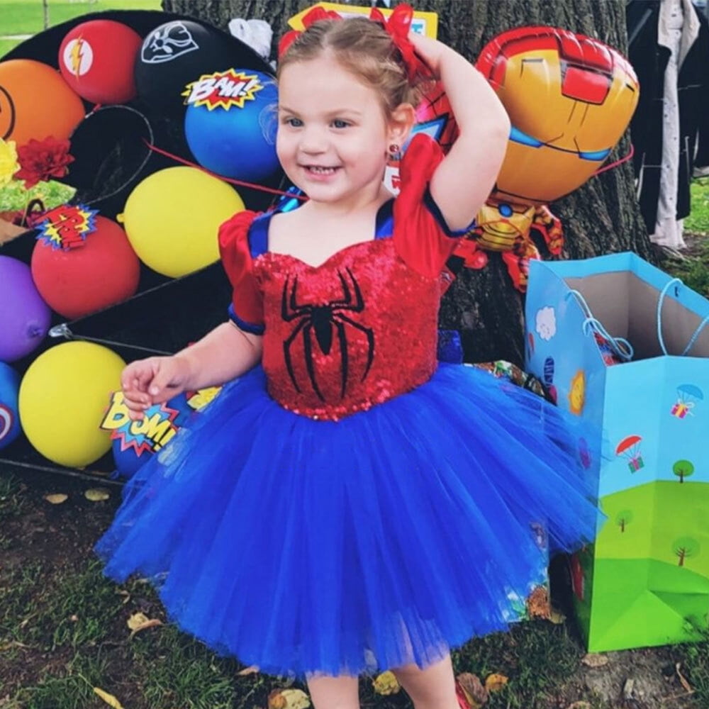 Girls Cartoon Costume Dress with Headband Short Sleeves Sequins Halloween Party Cosplay Dress Up
