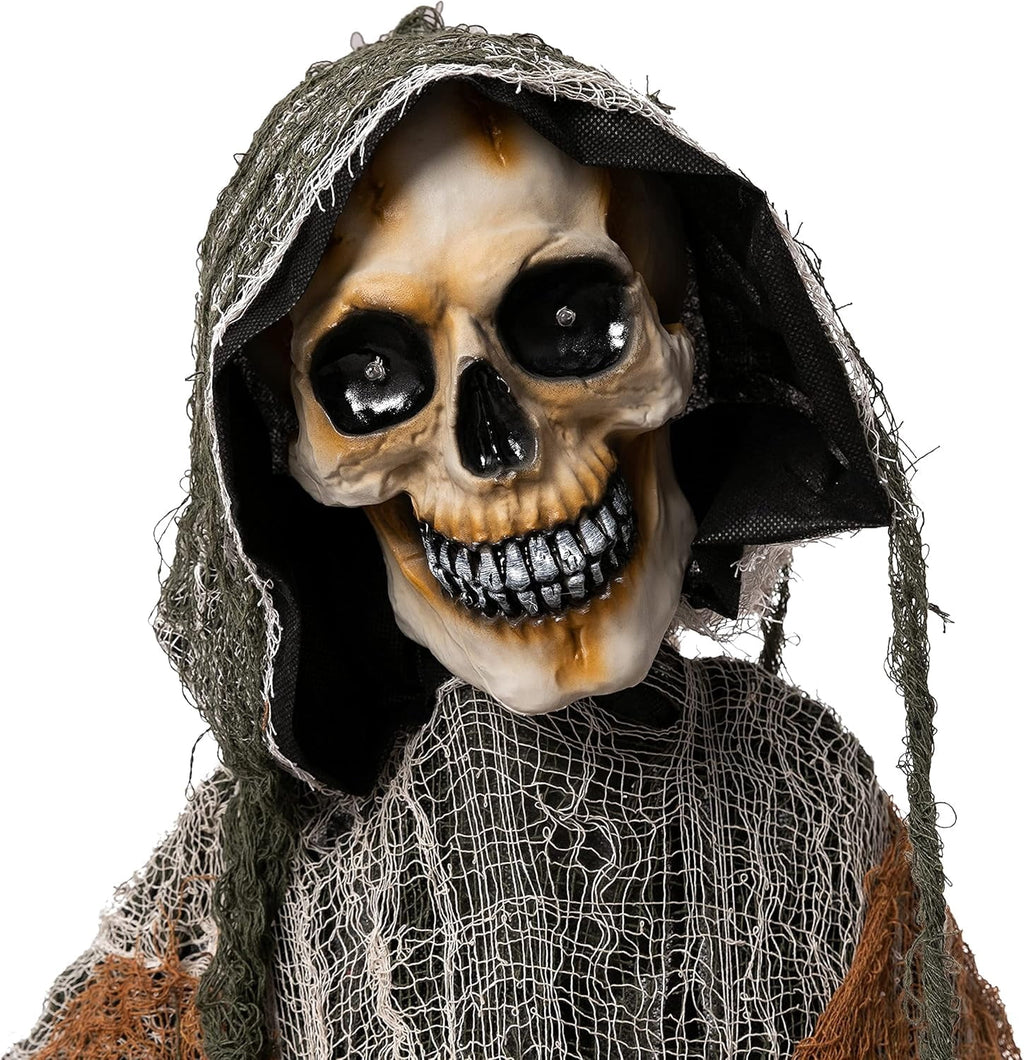 Joyfy 7.8 Ft(93.6 in) Halloween Grim Reaper Decorations Outdoor, Rotatable Flying Scream Scarecrow Skeleton Ghosts Decor for Graveyard Haunted House Props, Garden, Porch, Yard Lawn