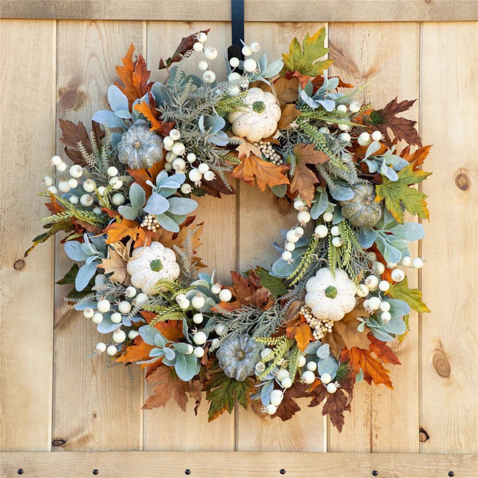 Decorative Wreath, Pumpkin Wreathfall Pumpkin Wreath, Year Round Wreath for Front Door, Artificial Wreath, Front Door Wreath, Family Farmhouse Decor and Spring Wreath, Easter Wreath