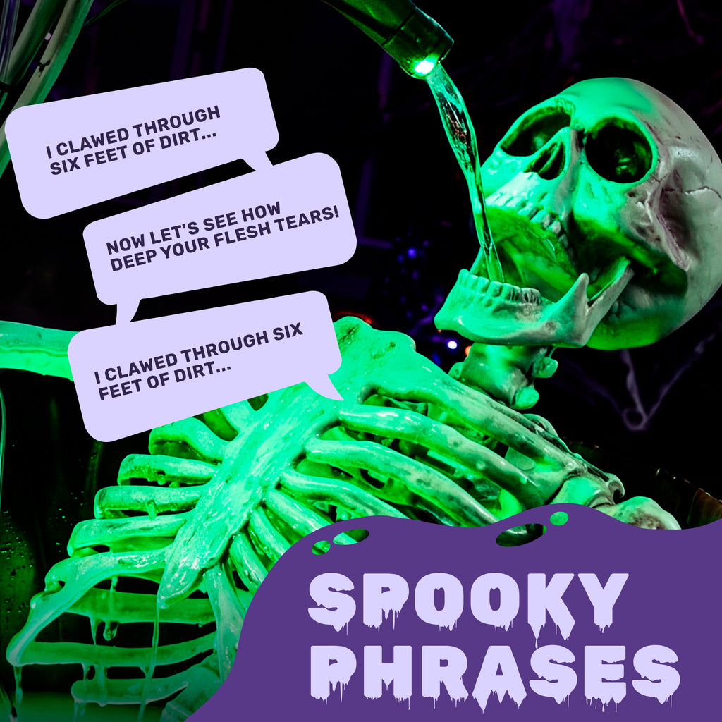 Joyfy 5ft Drinking Skeleton Halloween Animatronic Decorations, Outdoor Haunted Props with Endless Liquid Pouring Effect, Green LED Lights & Spooky Sounds, Life-Size Skeleton for Garden Yard Lawn