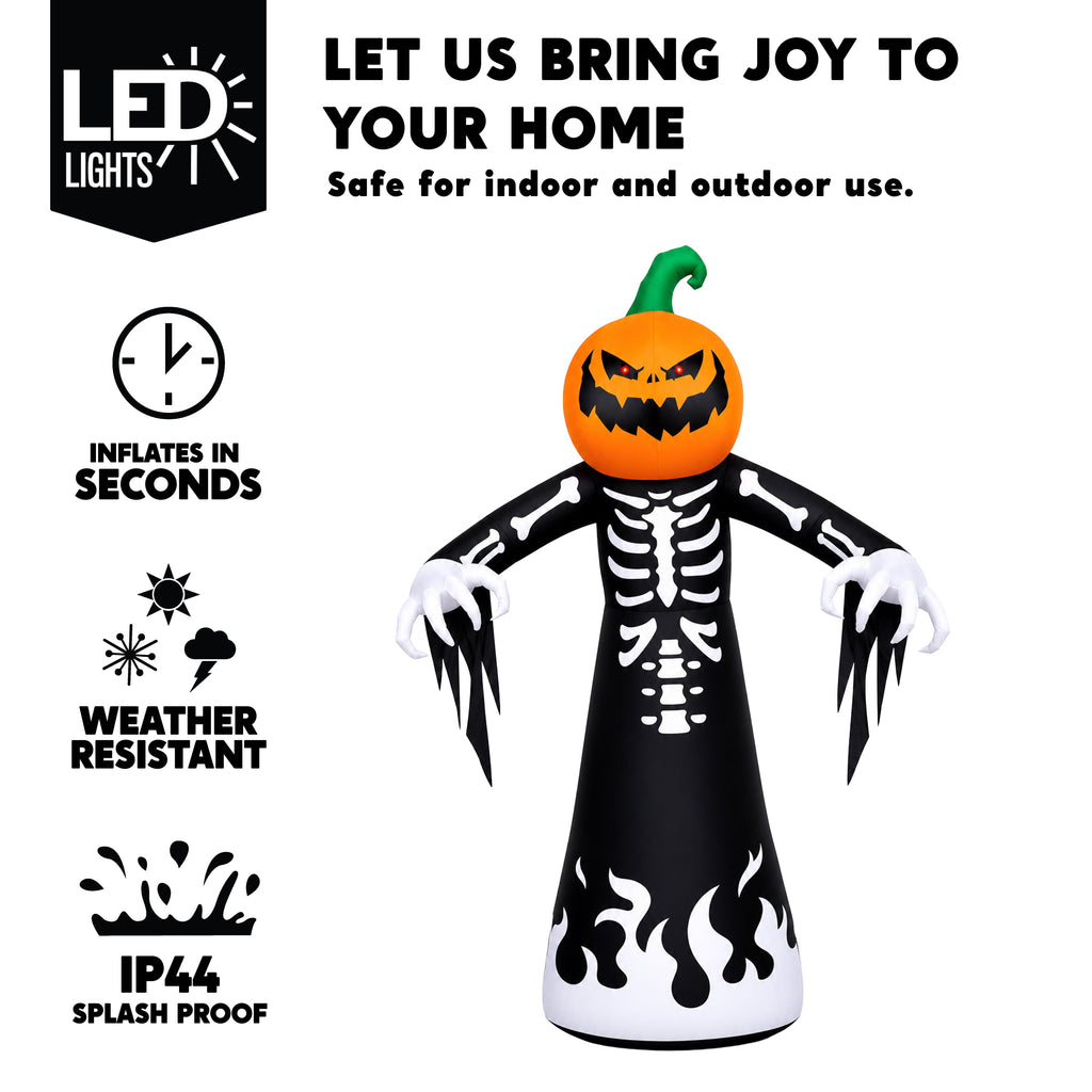 Joyfy 12 FT Halloween Inflatable Giant Grim Reaper Decoration with Built-in LEDs,Grim Reaper with Scythe Halloween Decorations Outdoor Blow Up Yard Lawn Decoration