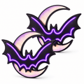 2 Pack Halloween Bat Moon Lights, Battery Operated Purple LED Hanging Decorations, Light Up Window Wall Decor for Indoor Covered Porch