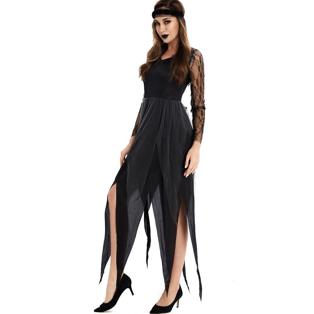 Halloween Witch Costume Women, Classic Retro Witch Costumes for Women Halloween Fancy Dress Witch Dress Black L