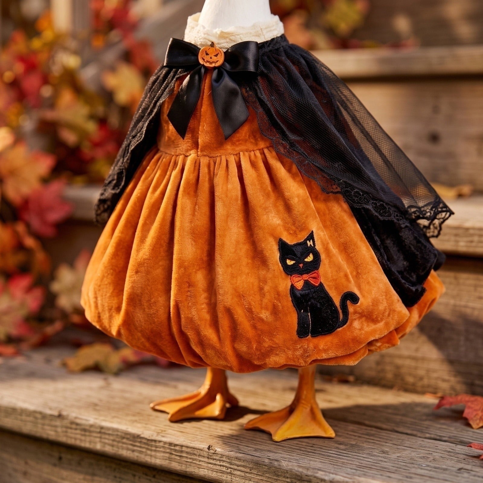 Bat Witch Hat Spiderweb Halloween Goose Clothes Fit 17/23In Cement Plastic Lawn Goose, Stylish Full Set for Outdoor Yard Patio Garden Seasonal Halloween Home Ornamental Arrangement