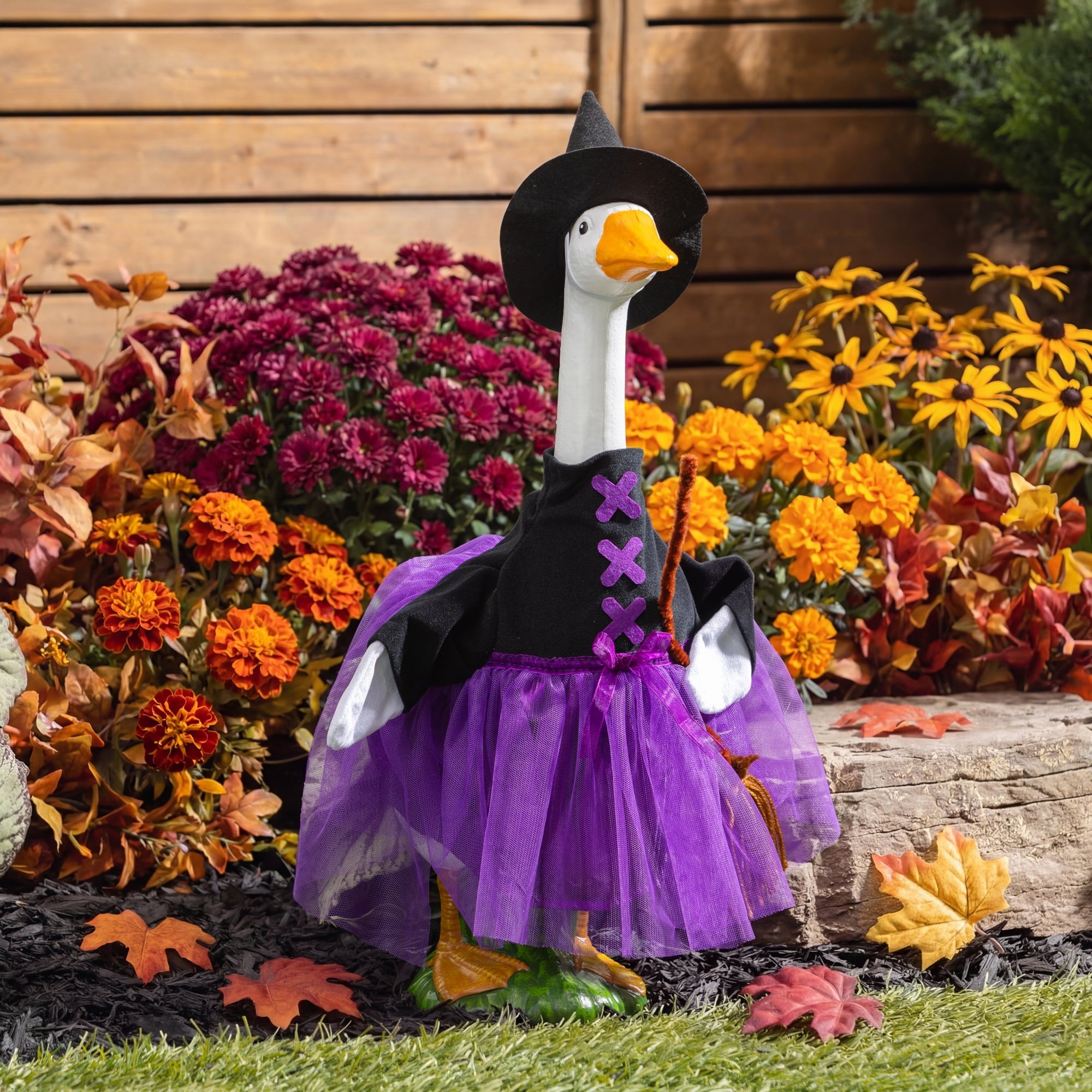 Mainstays Halloween Witch & Bat Porch Goose Outfit, Set of 2