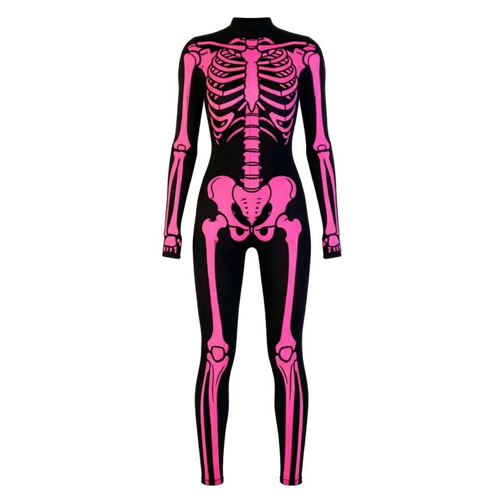 FASHOFT Men's Bone Graphic Halloween Costumes Cosplay Outfit Skeleton Design Theme Party Stage Performance Dress Up Halloween Costume L