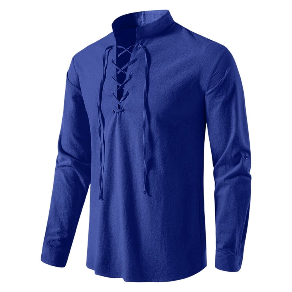 Mens Renaissance Shirt Medieval Pirate Viking Halloween Costume Gothic Steampunk Retro Long Sleeve Lace Up Shirts