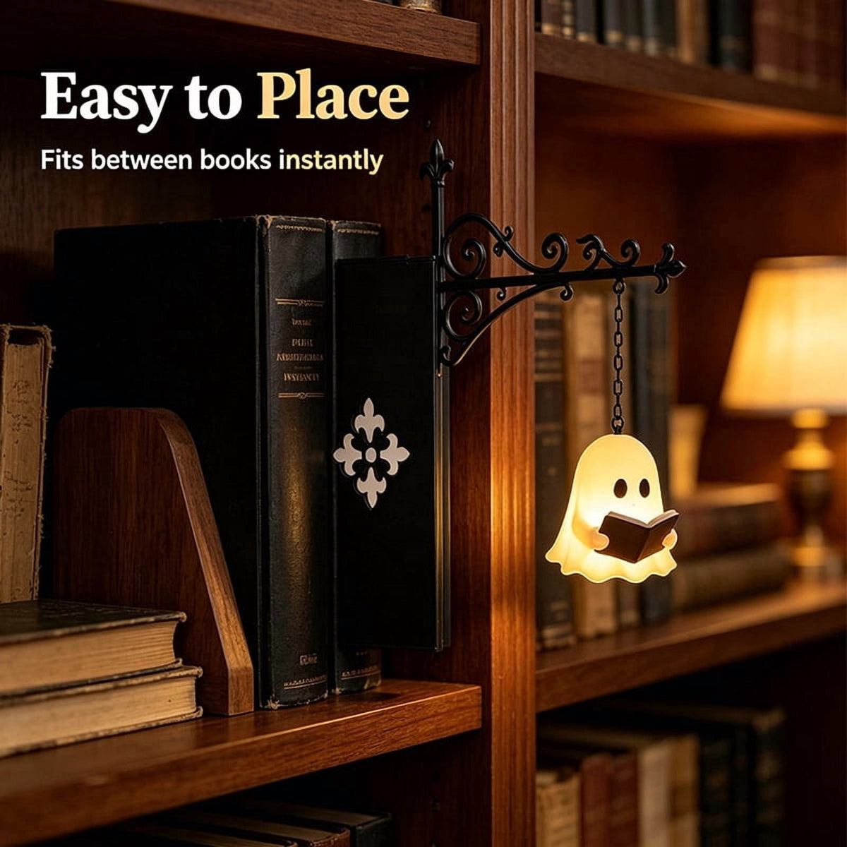 Halloween Ghost Library Lantern Decorative Bookshelf Lighting, Reading Book Shelf Lights for Study Reading Corner Home Library Gift for Book Lovers Bookworms