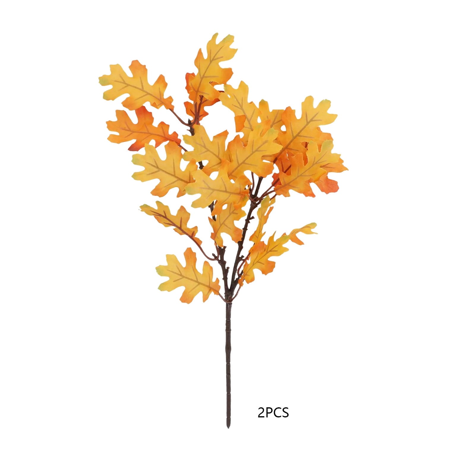 SCNOR Artificial Fall Oak Leaves 2-Pack, Faux Autumn Stems for Vase, Thanksgiving Halloween Table Decor