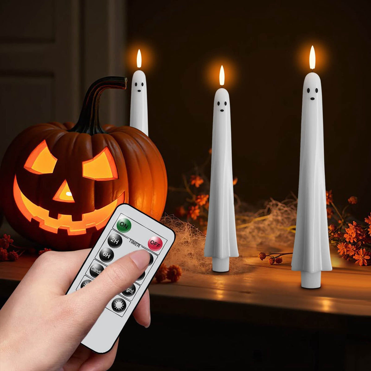 AZXY Halloween Decor, Halloween Indoor Decor, Halloween Tabletop, Artificial White Silk Rose Stems, Gothic Fake Floral Bouquet, Halloween Decorations for Home Table Party Decor