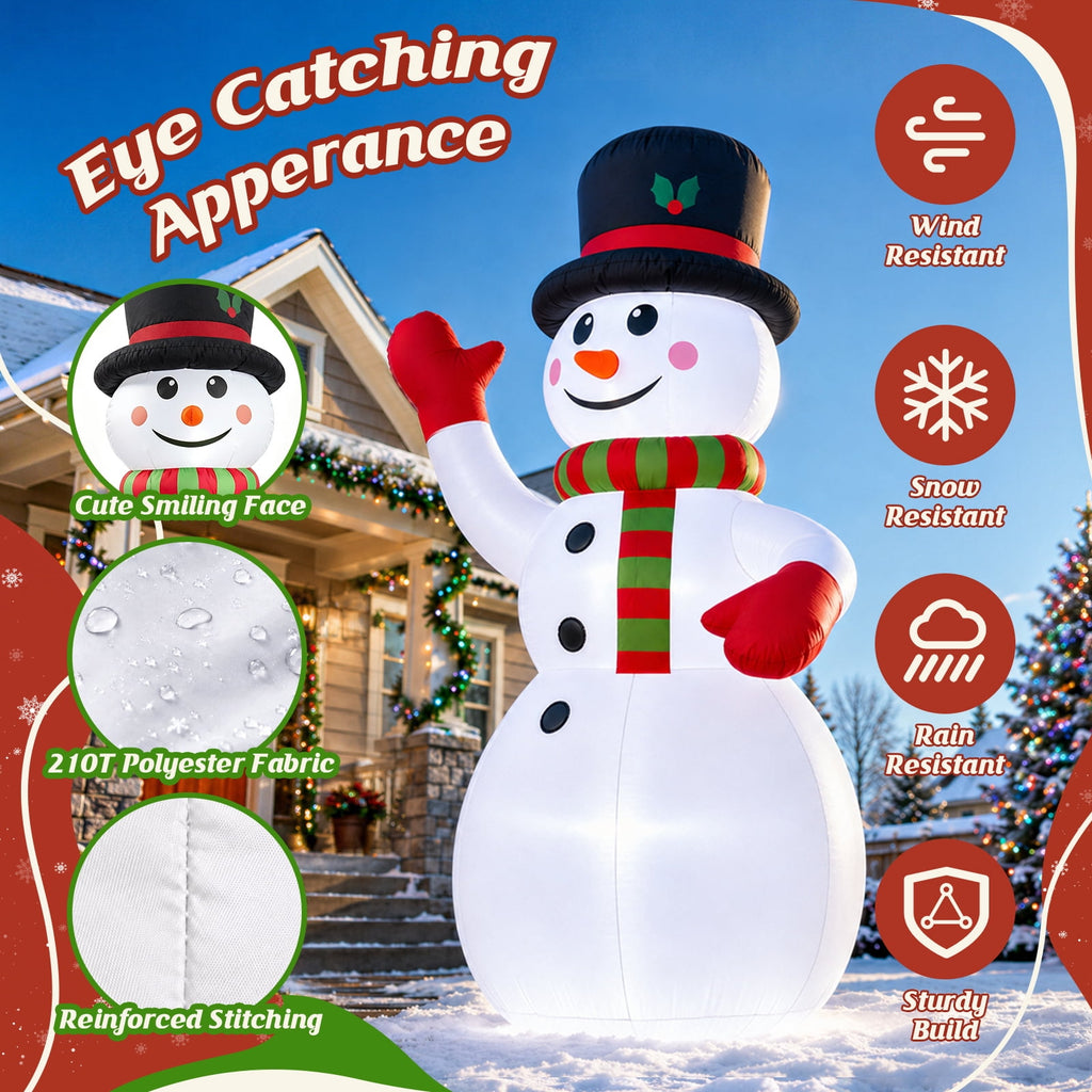 8ft Snowman Christmas Inflatables, Blow up with LED Lights Built-in for Holiday/Party/Yard/Garden Decoration