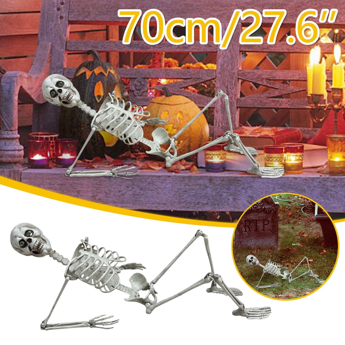 Halloween Skeleton Snake Prop Realistic Scary Serpent Decorative Ornament, Spooky Scene Setup Skeleton Decor Haunted House Party Prop, Home Shop Display Halloween Skeleton Holiday Ornament Gift