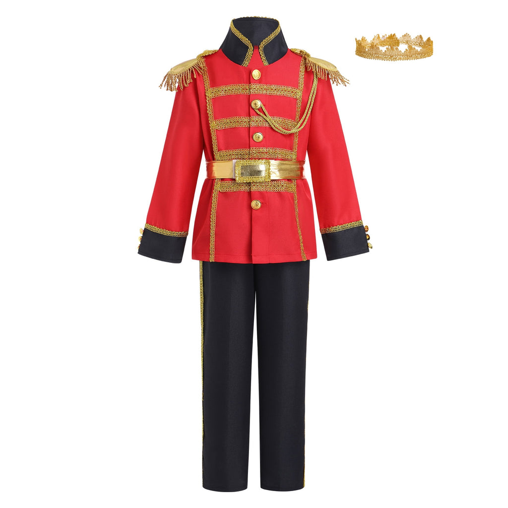 IBTOM CASTLE Boys Prince Charming Costume Halloween Cosplay Dress up Birthday Party Medieval Royal Prince Outfits for Toddler Child 3-4 Years Red 4pcs